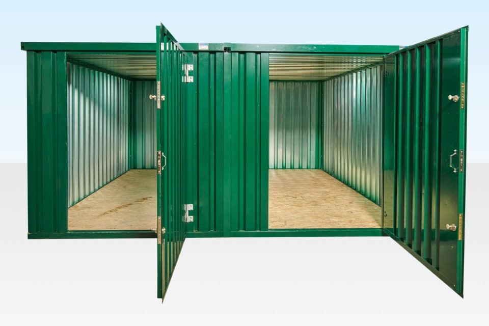 4M X 4 4M X 4.2M SIDE LINKED FLAT PACK CONTAINER BUNDLE (POWDER COATED)