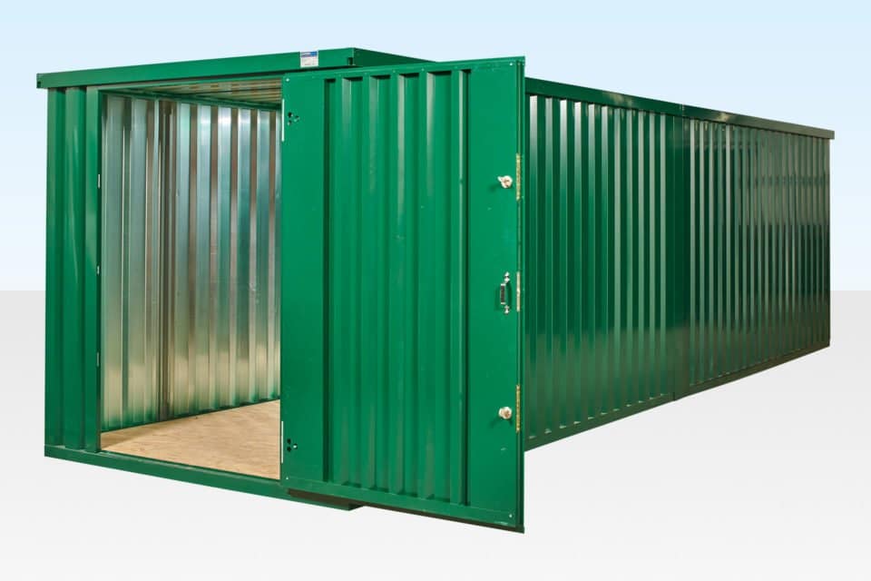 6M x 2.1M End-Linked Flat Pack Container Bundle (Pulverbeschichtet RAL6005) 6M x 2.1M End-Linked Flat Pack Container Bundle (Pulverbeschichtet RAL6005)