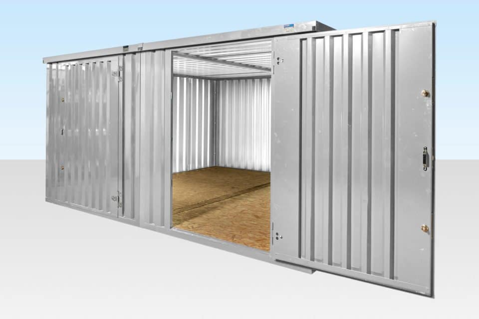 4M x 4.2M Side Linked Flat Pack Container Bundle (verzinkt) 4M x 4.2M Side Linked Flat Pack Container Bundle (verzinkt)